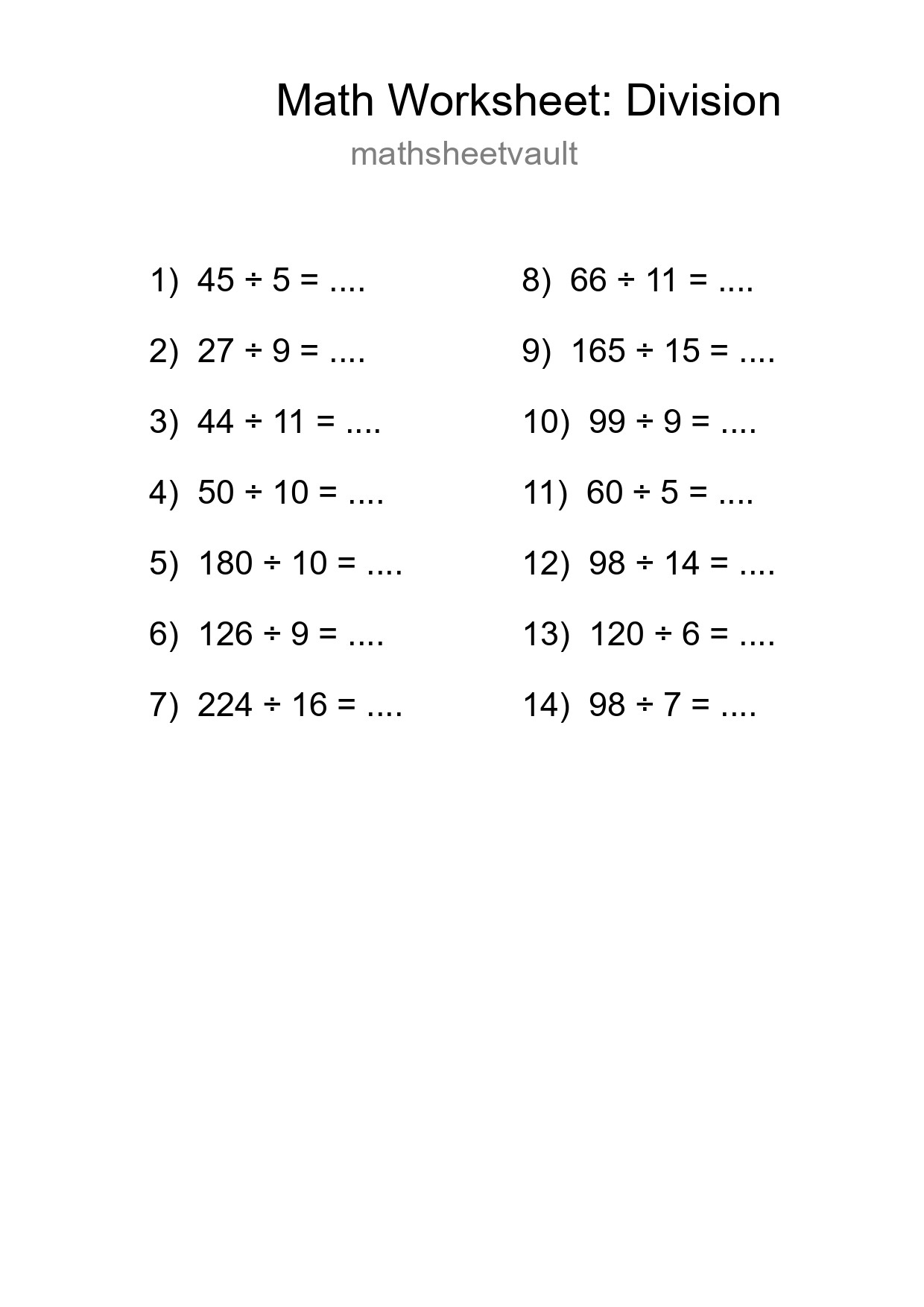 Free 14 Division Math Worksheet For Grade 2 - Part 279
