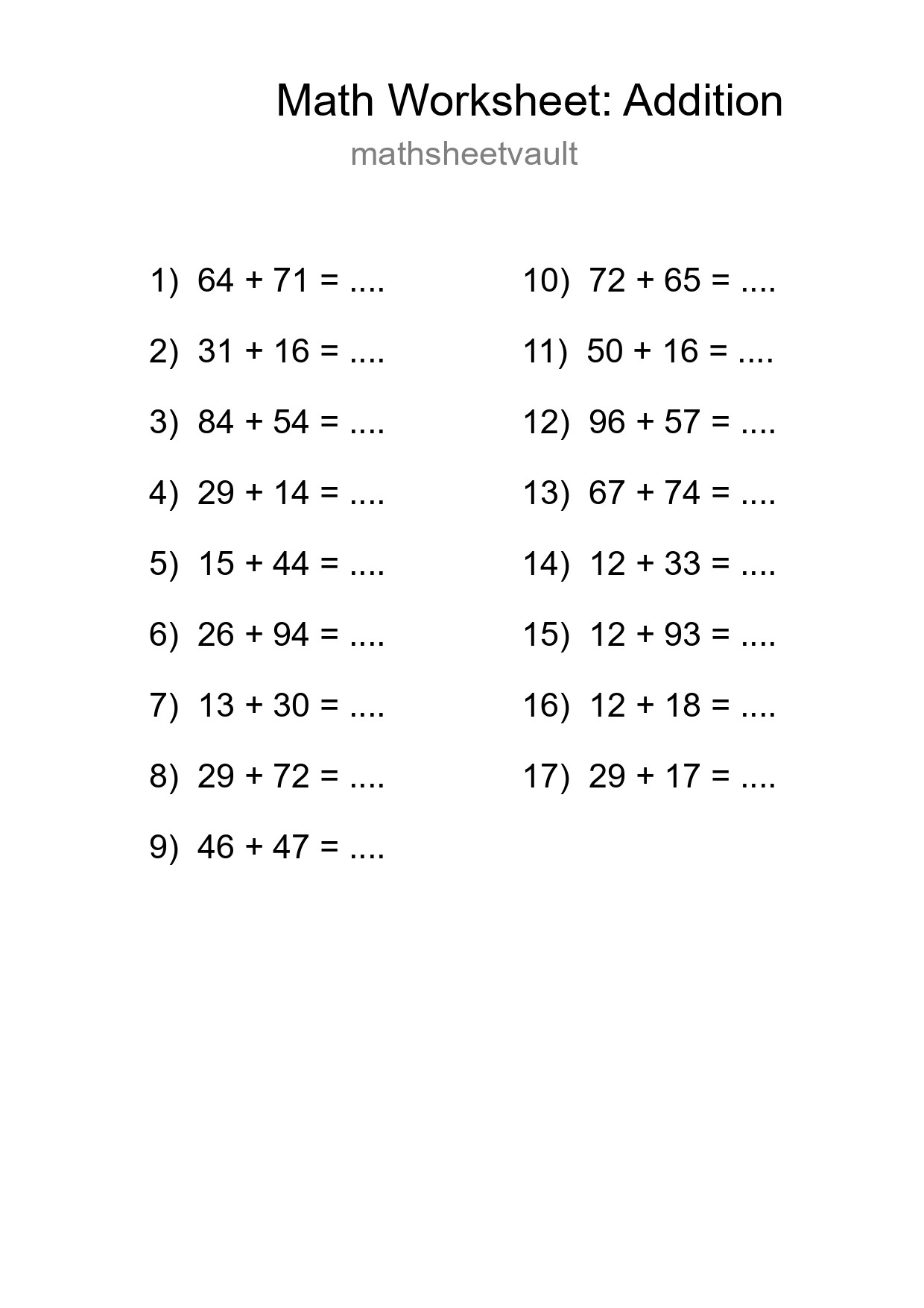 Free 17 Addition Math Worksheet For Grade 3 With Answers - Part 144