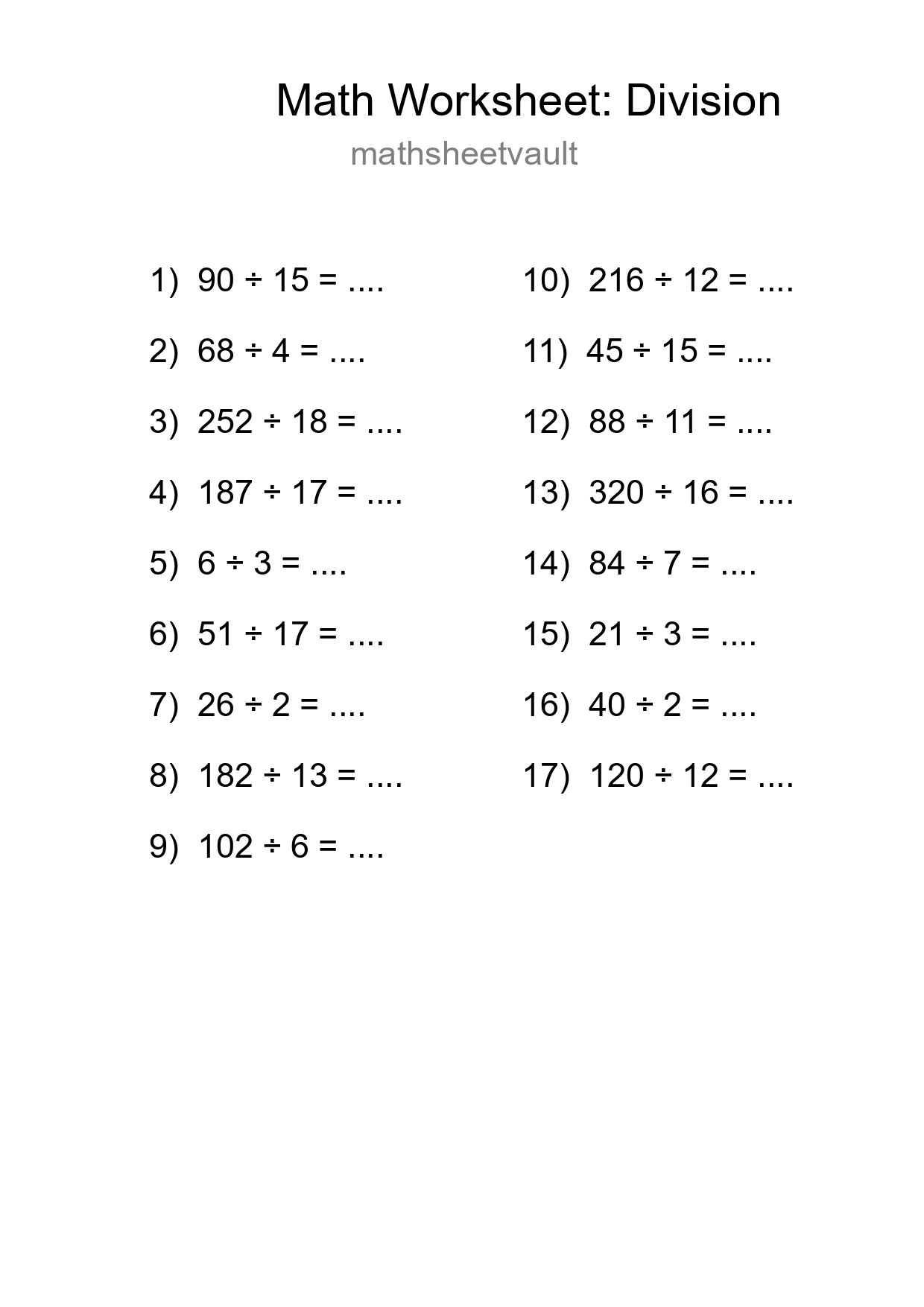 Free 17 Division Math Worksheet For Grade 2 - Part 147