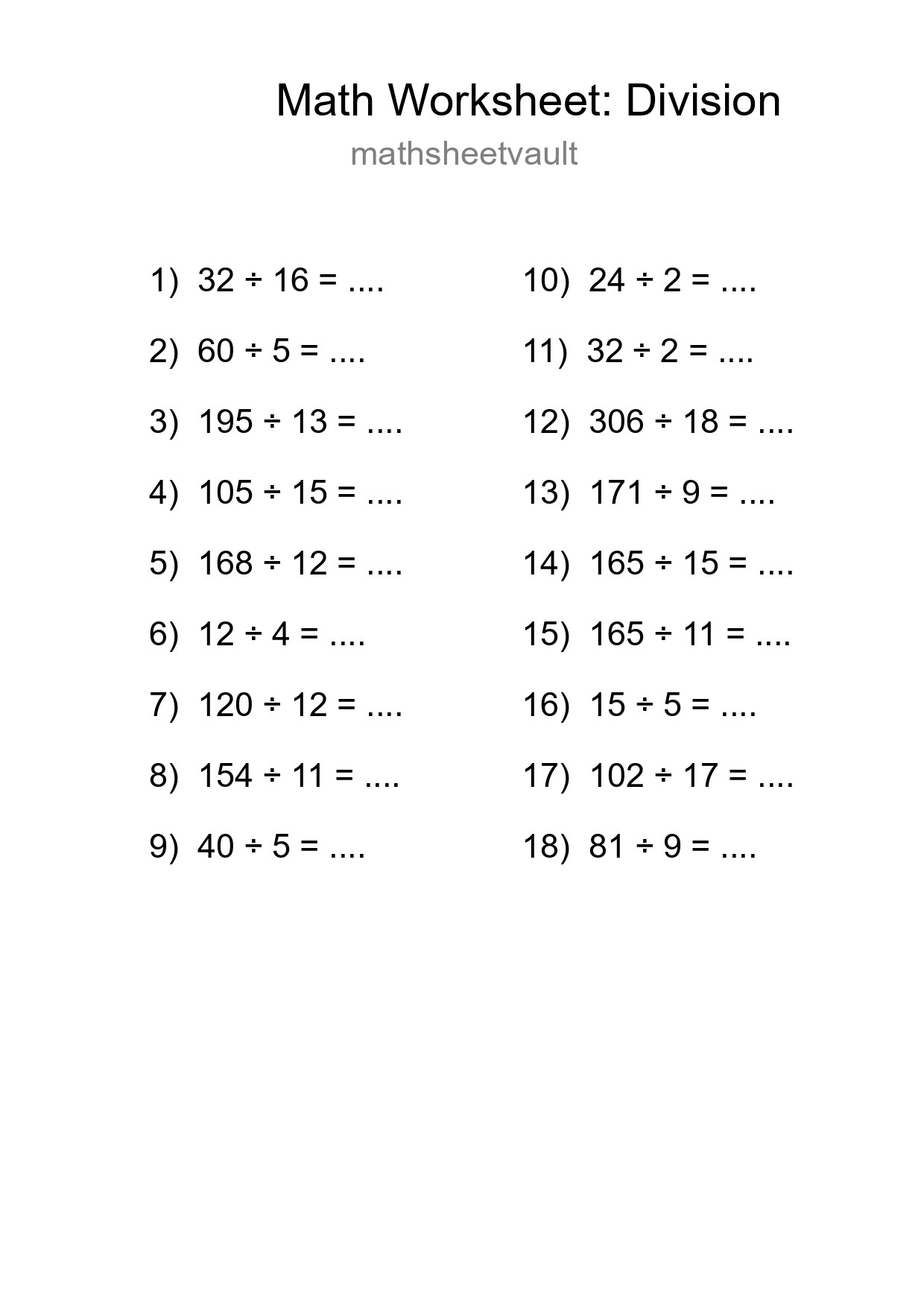 Free 18 Division Math Worksheet For Grade 2 With Answers - Part 70