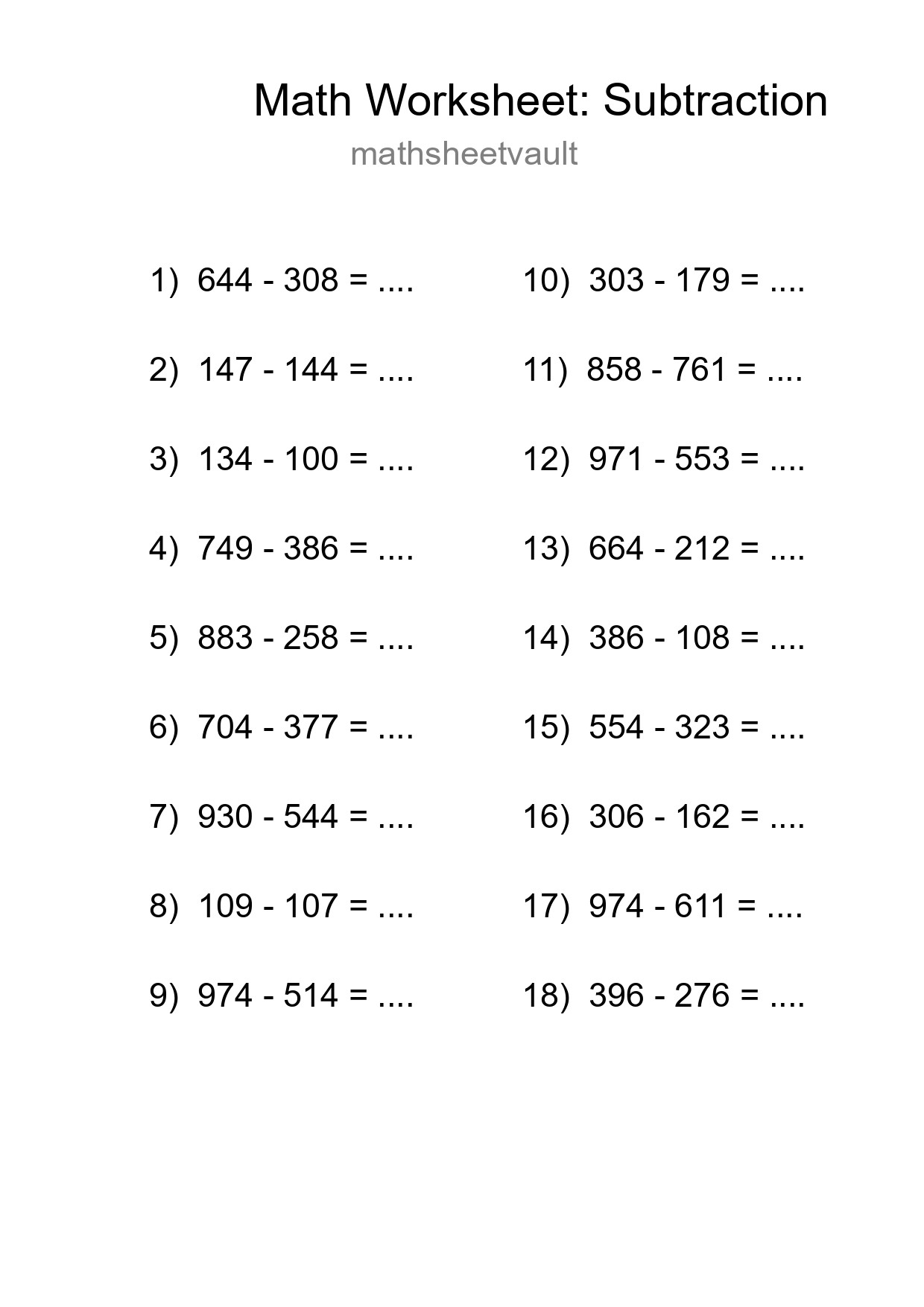 Free 18 Subtraction Math Worksheet For Grade 5 With Answers - Part 107