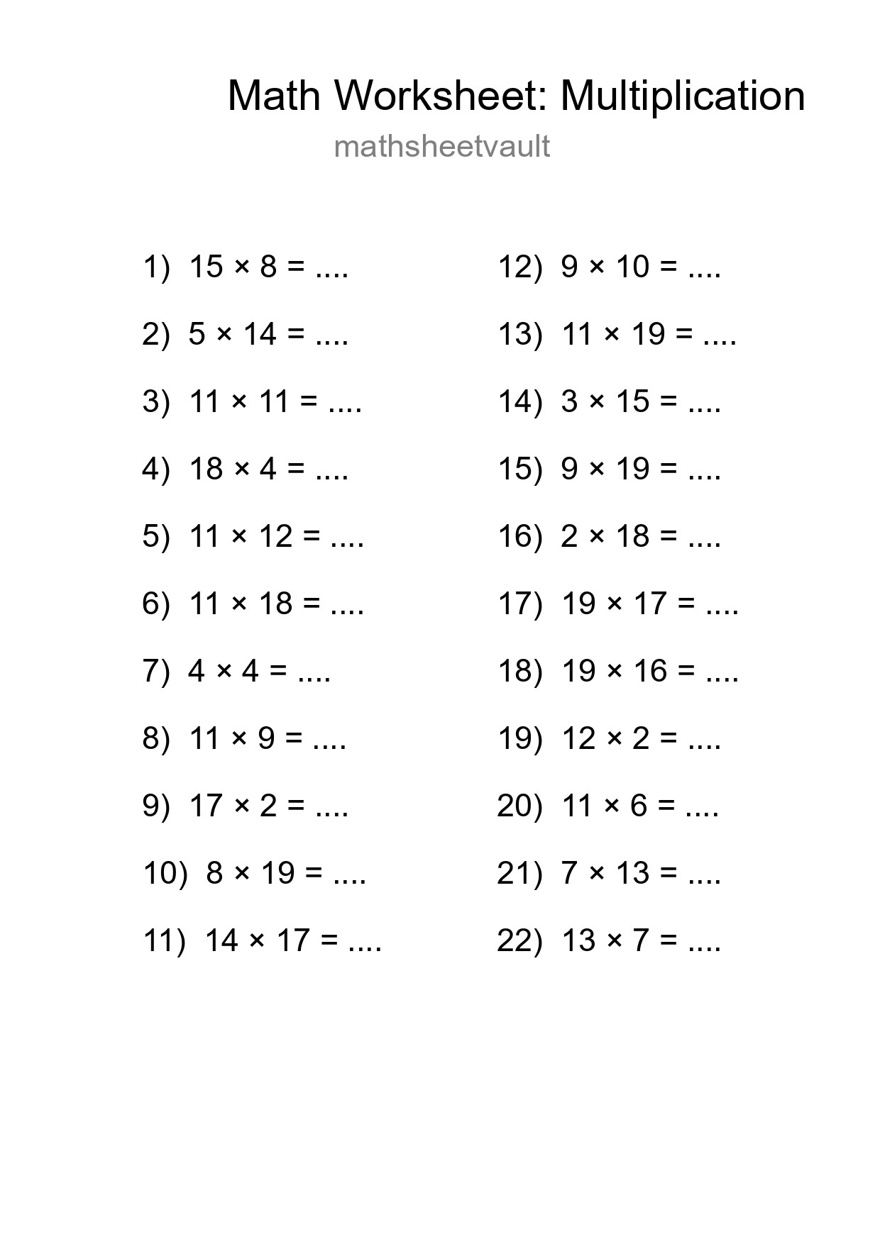Free 22 Multiplication Math Worksheet For Grade 2 With Answers - Part 183
