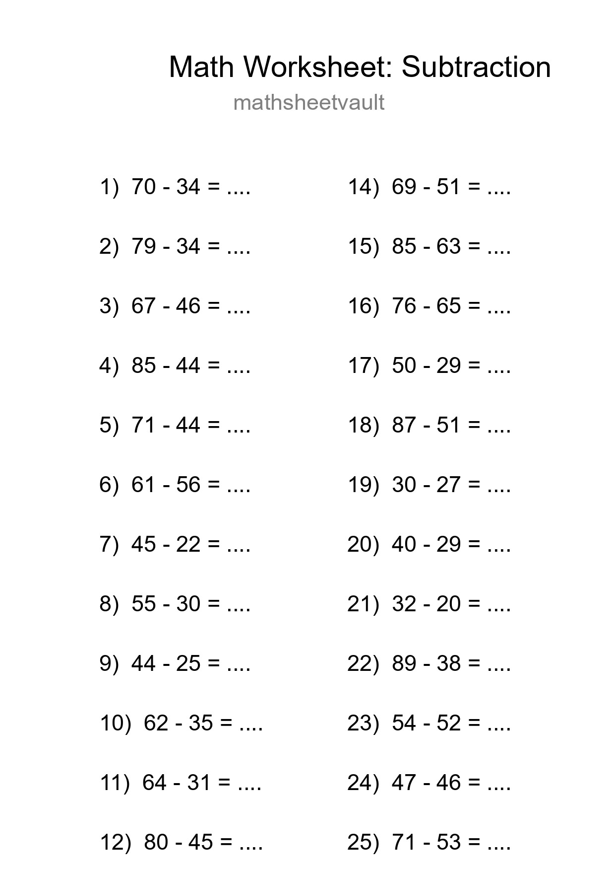 Free 26 Subtraction Math Worksheet For Grade 3 With Answers - Part 261