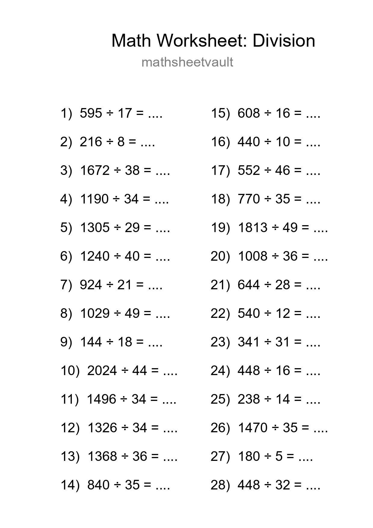 Free 28 Division Math Worksheet For Grade 2 With Answers - Part 59