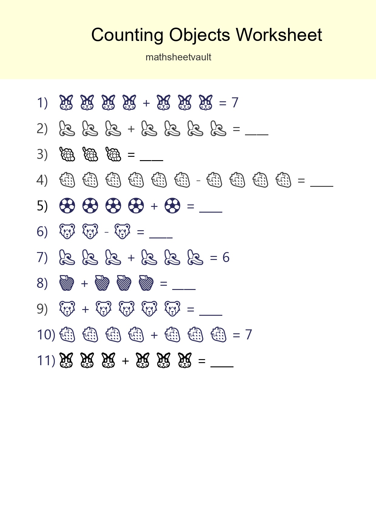 Free Counting Objects Worksheet For Kindergarten - Part 179