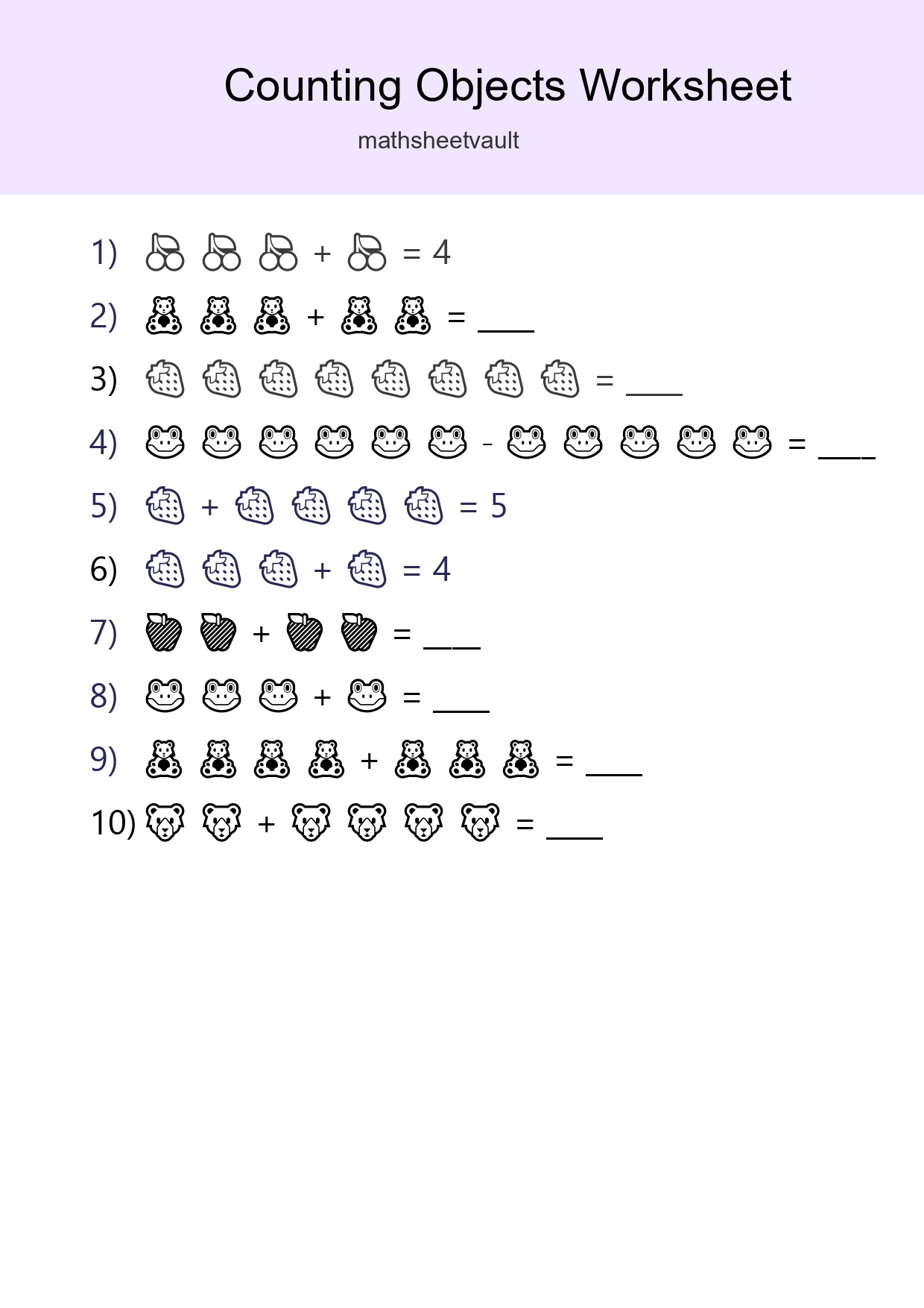Free Counting Objects Worksheet For Kindergarten - Part 234
