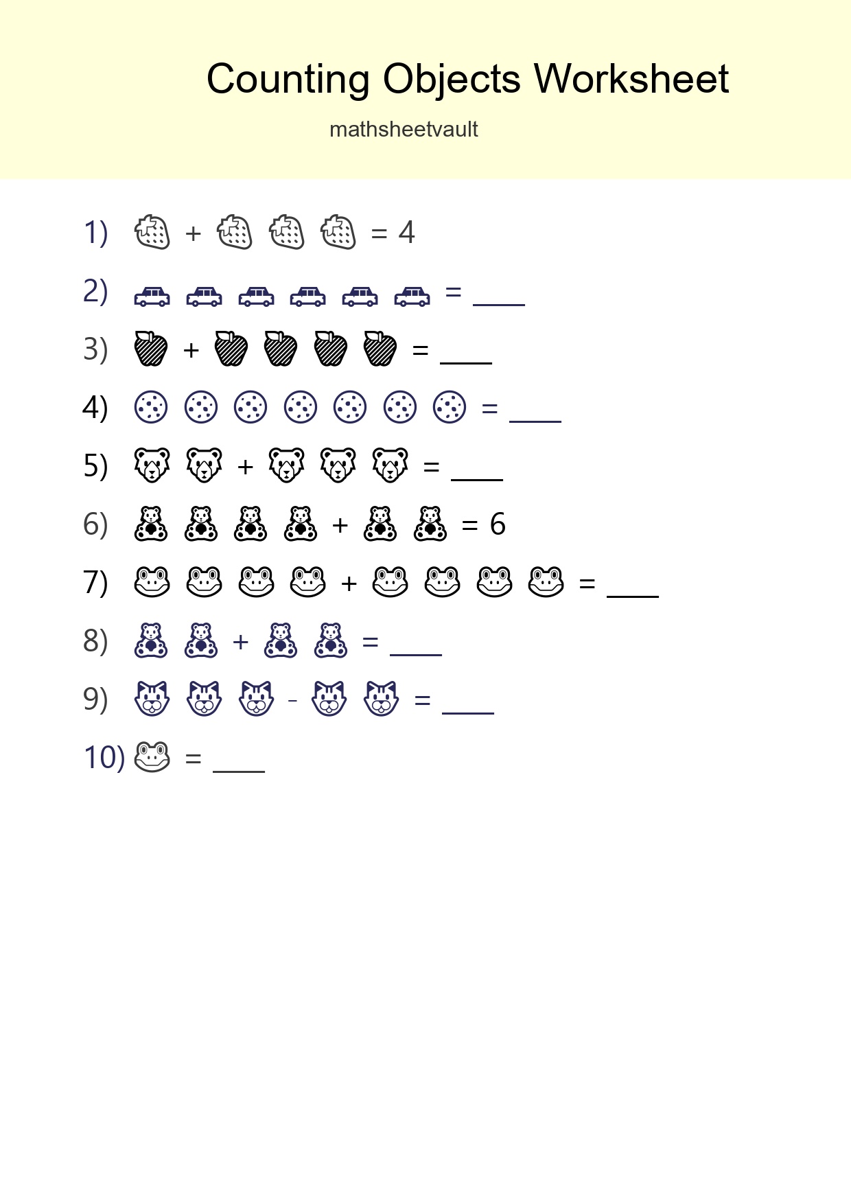 Free Counting Objects Worksheet For Kindergarten - Part 58
