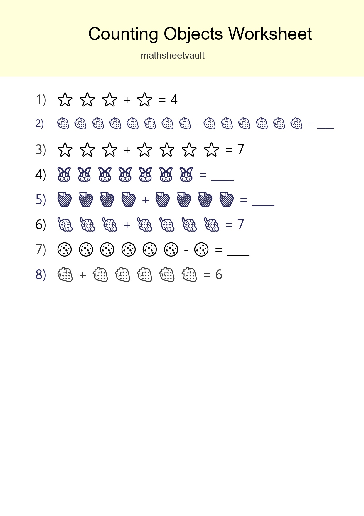 Free Counting Objects Worksheet For Kindergarten Printable - Part 289