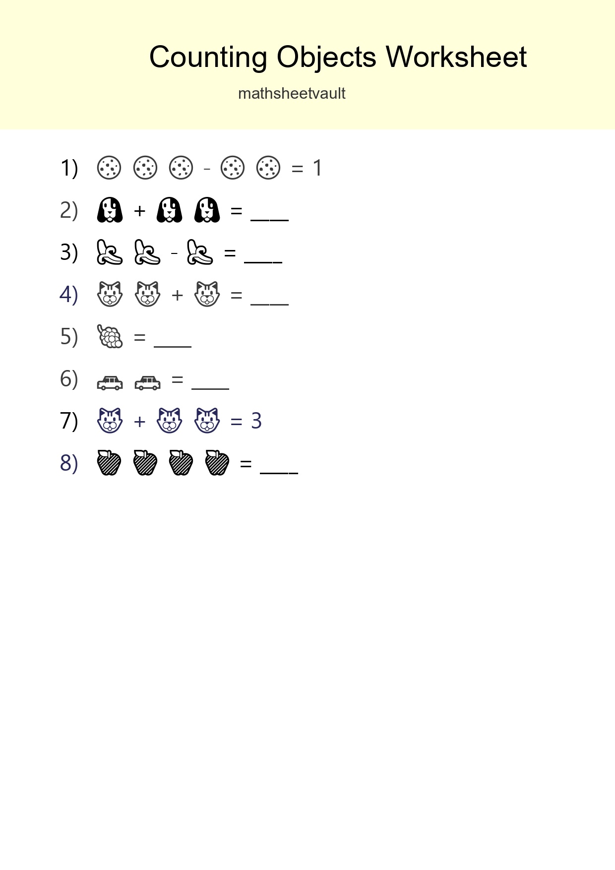Free Counting Objects Worksheet For Pre-K - Part 278