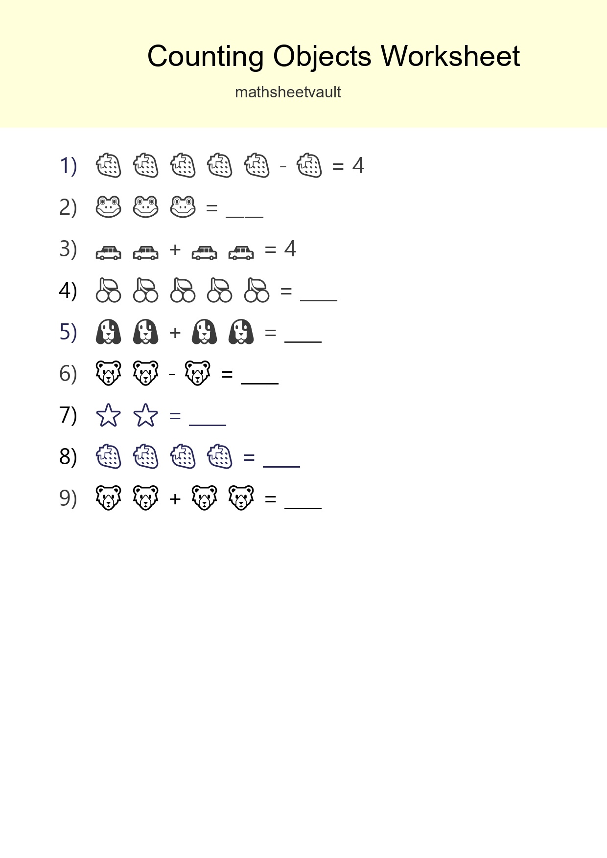 Free Counting Objects Worksheet For Pre-K - Part 3