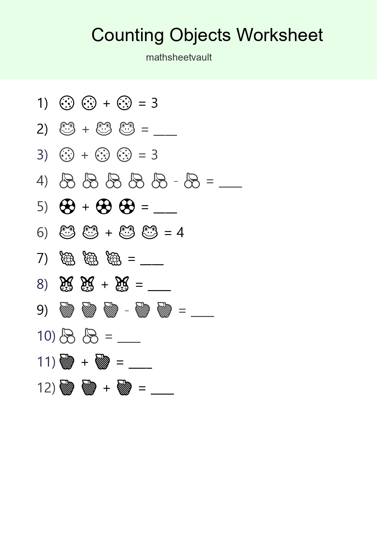 Free Counting Objects Worksheet For Pre-K Printable - Part 135