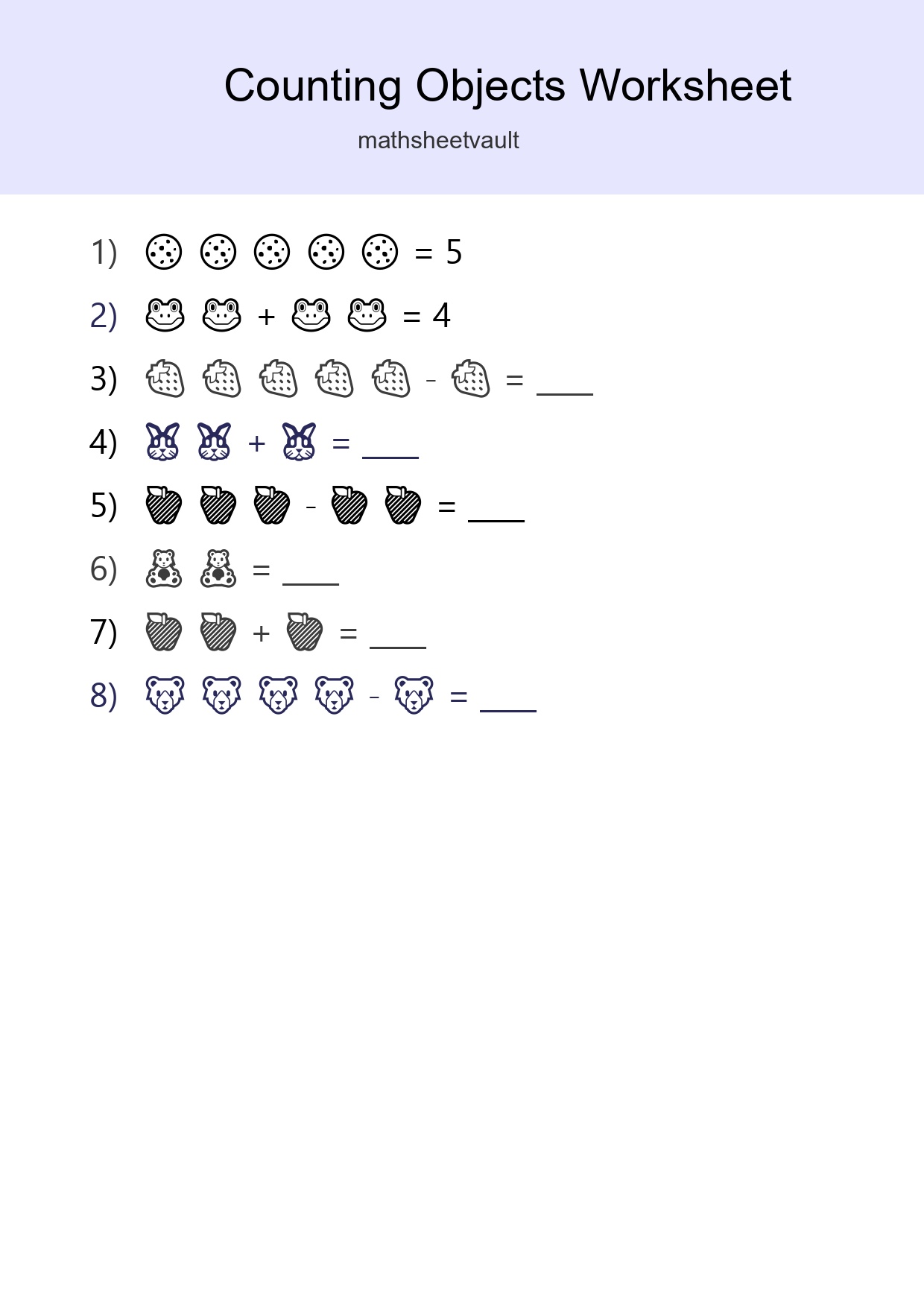 Free Counting Objects Worksheet For Pre-K Printable - Part 267