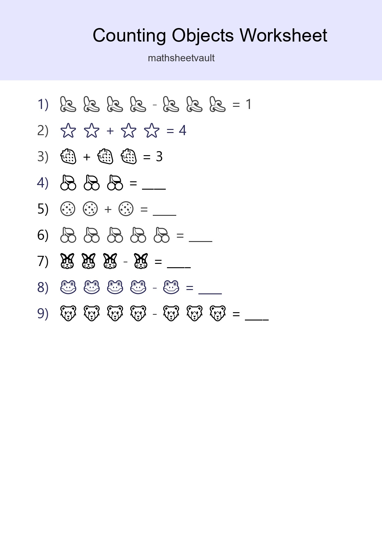 Free Counting Objects Worksheet For Pre-K Printable - Part 80