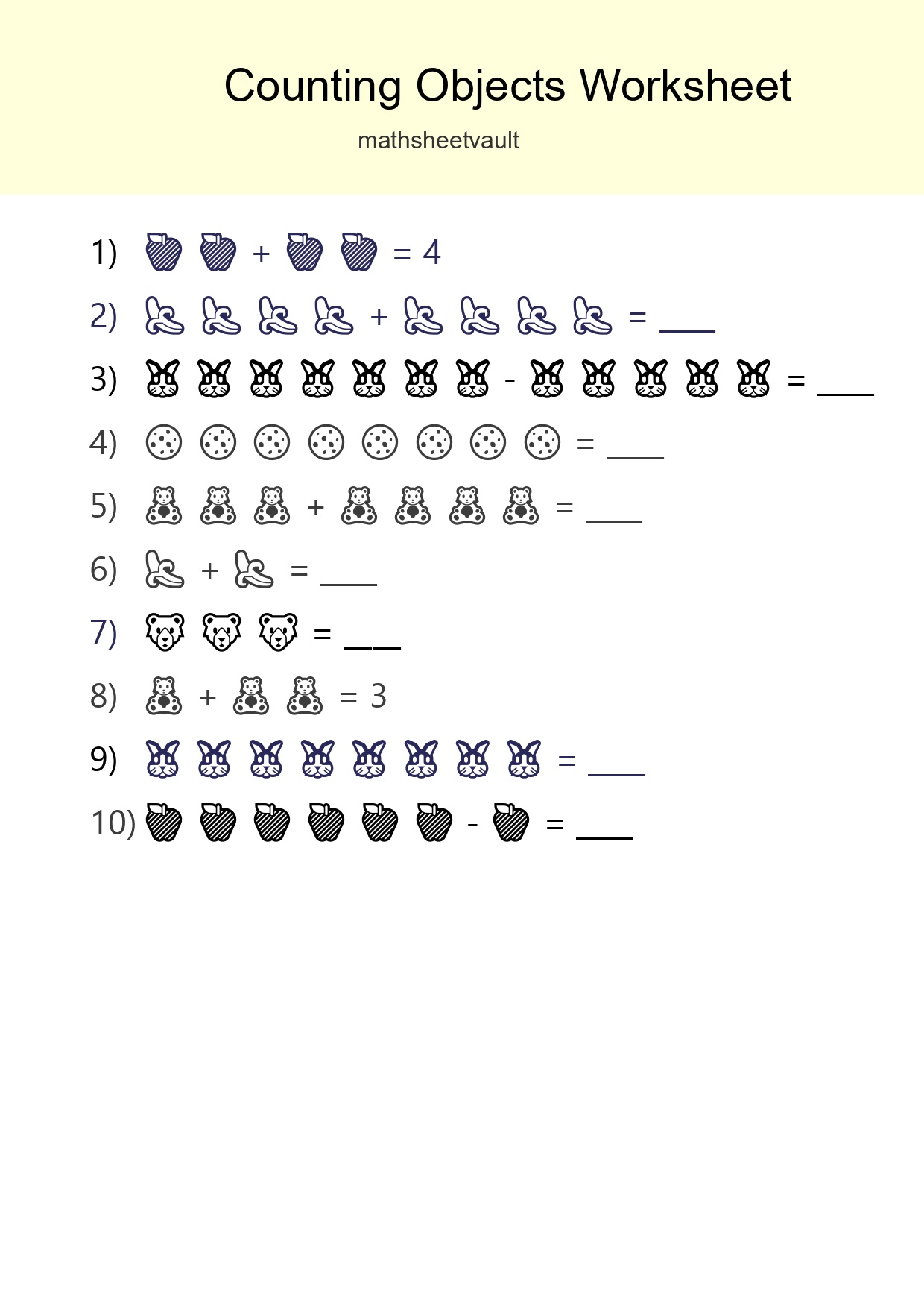 Kindergarten Count The Objects Worksheet - Part 102