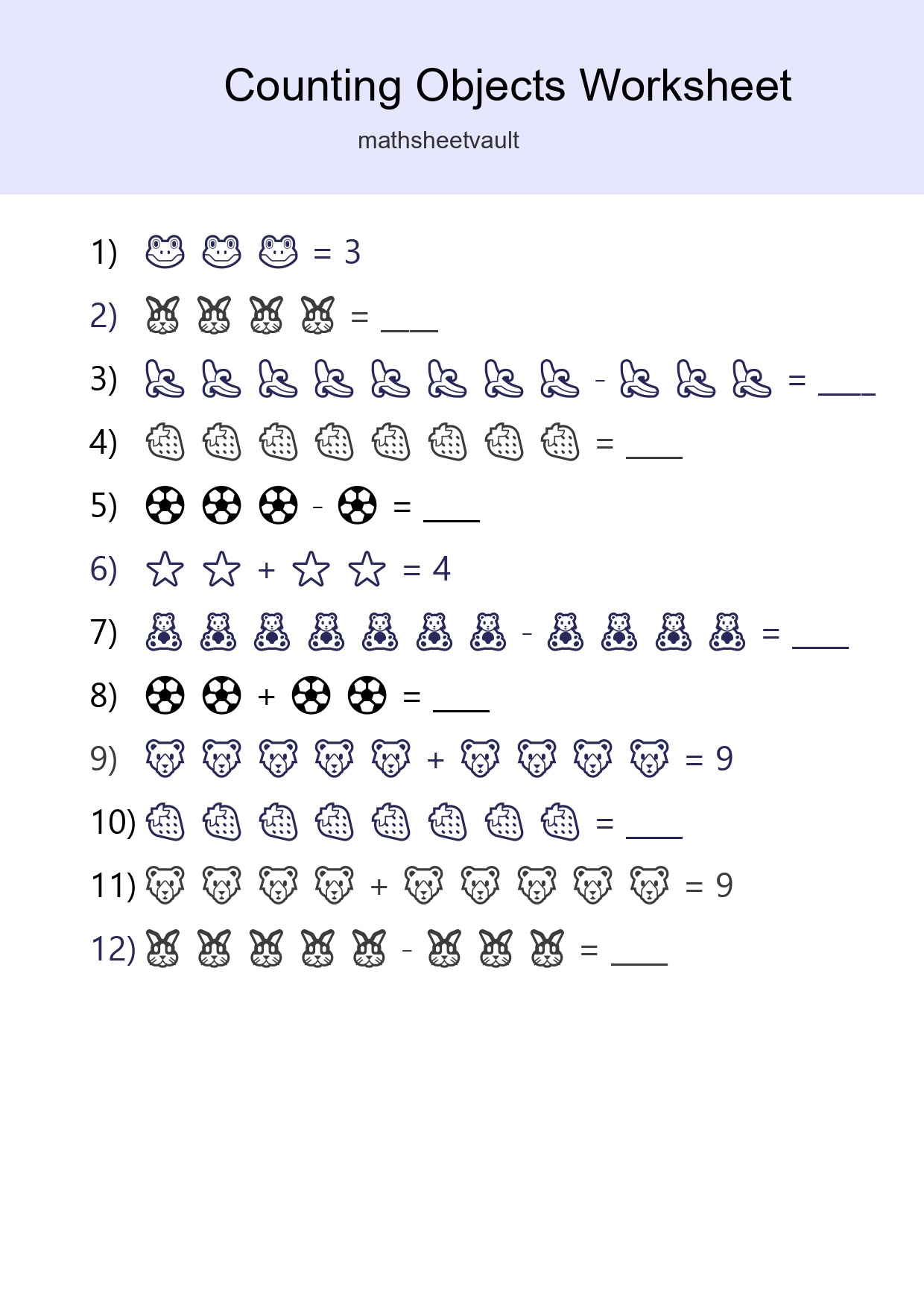 Kindergarten Count The Objects Worksheet - Part 14