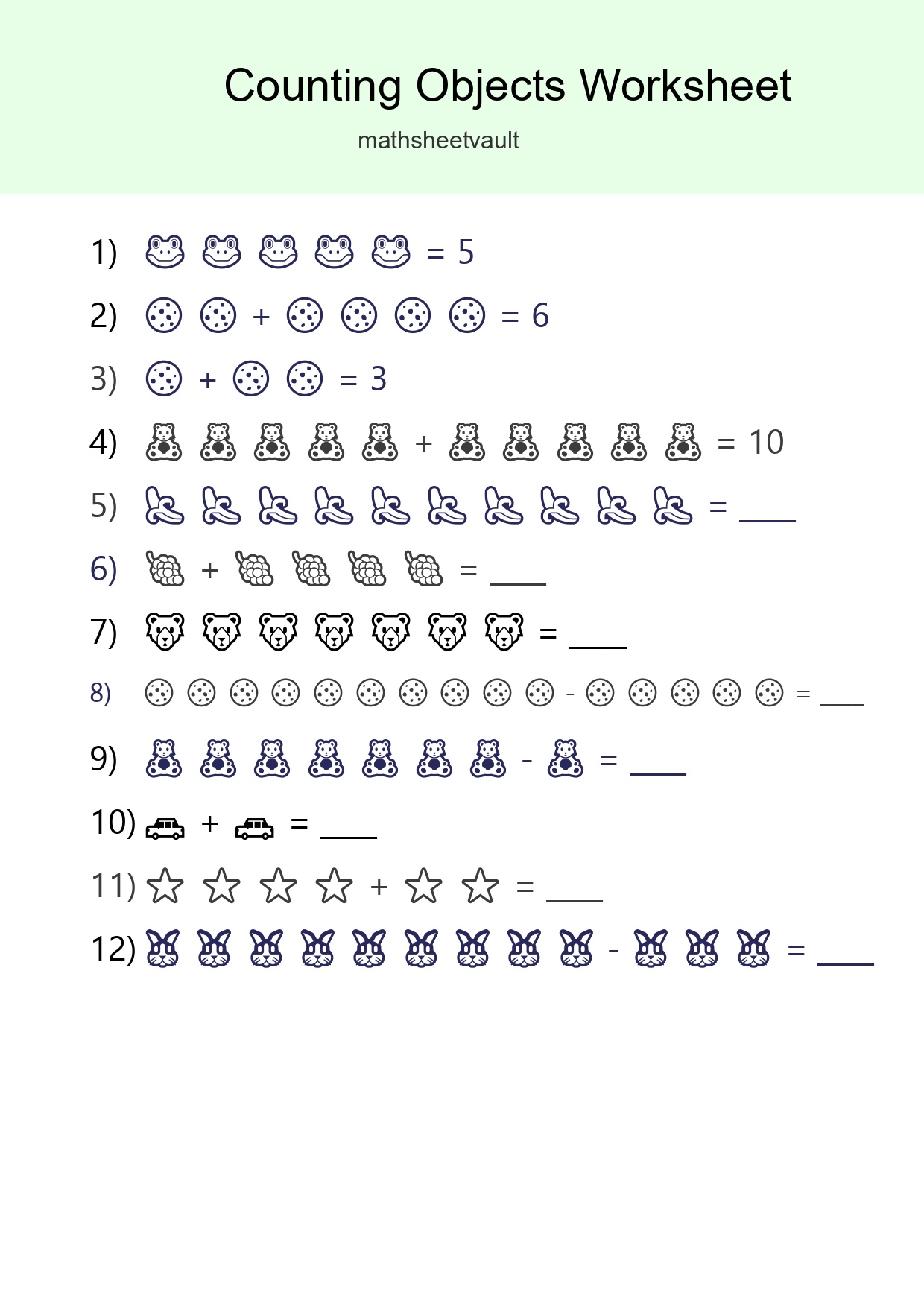 Kindergarten Count The Objects Worksheet - Part 190