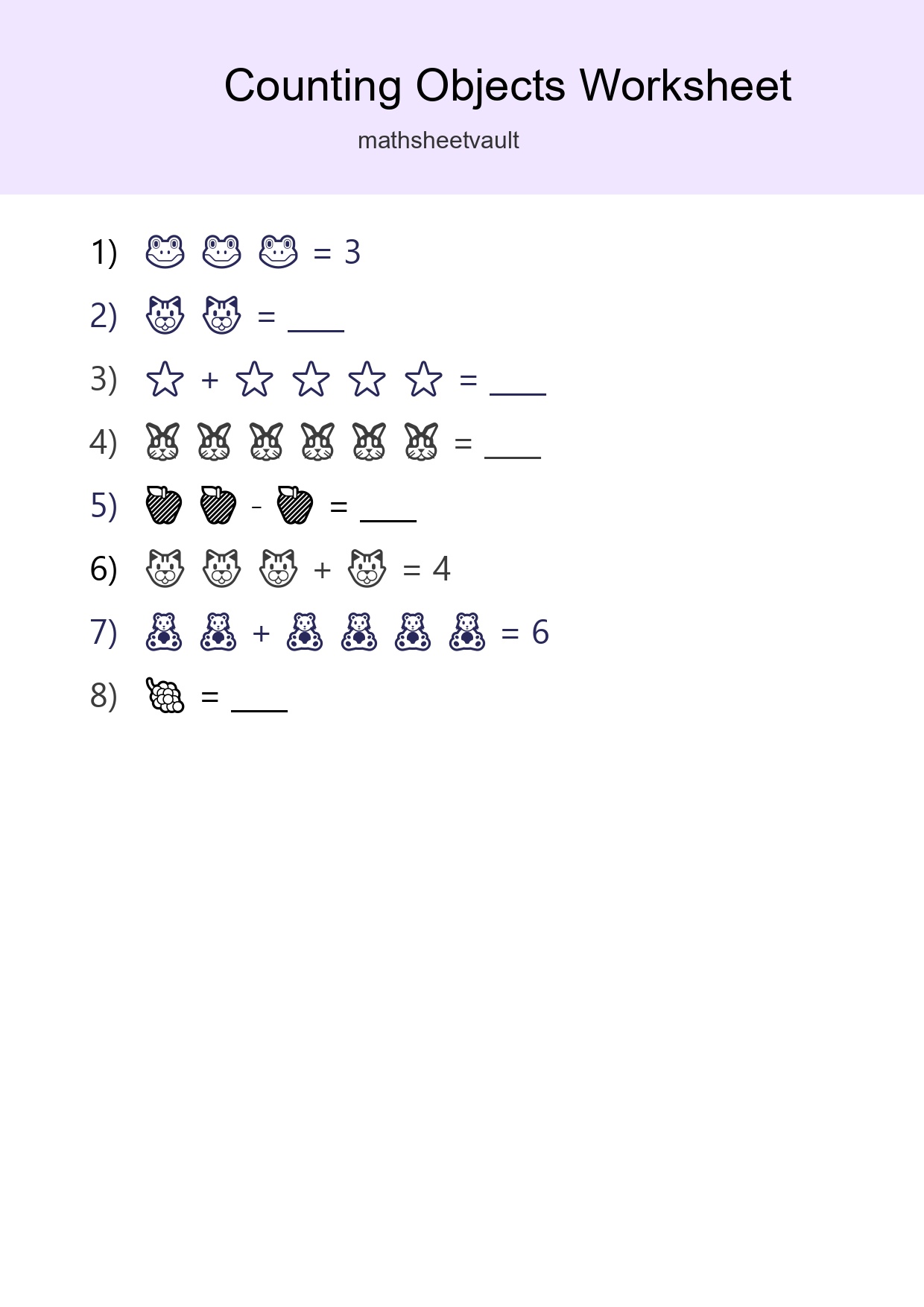 Kindergarten Count The Objects Worksheet - Part 25