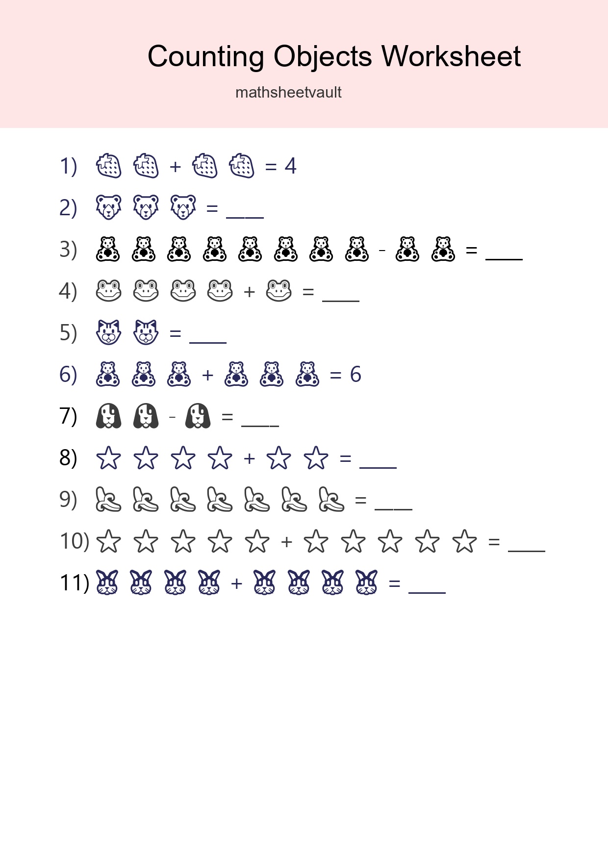 Learn Counting With Pictures Worksheet (Kindergarten) - Part 201