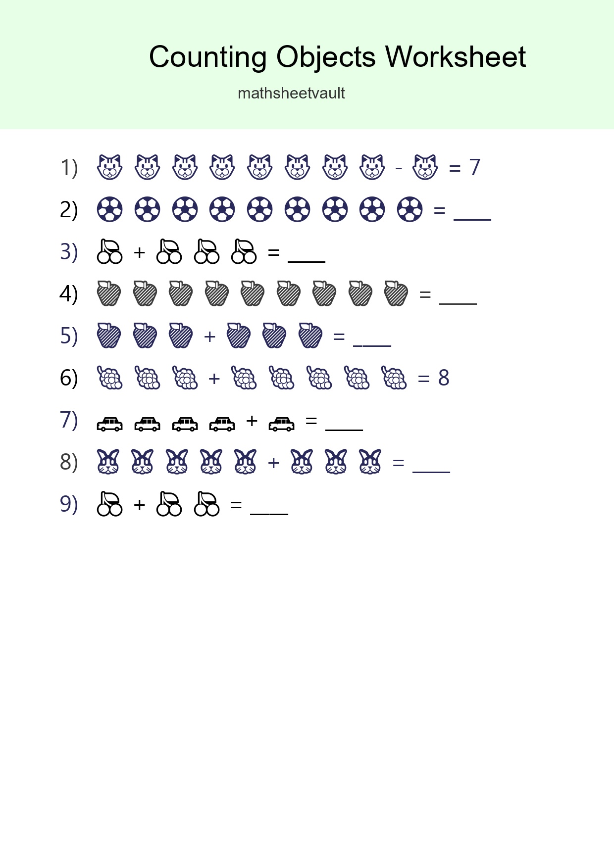 Learn Counting With Pictures Worksheet (Kindergarten) - Part 256