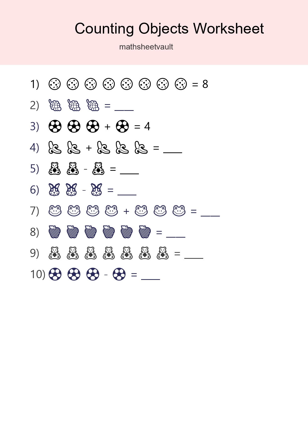 Learn Counting With Pictures Worksheet (Kindergarten) - Part 300