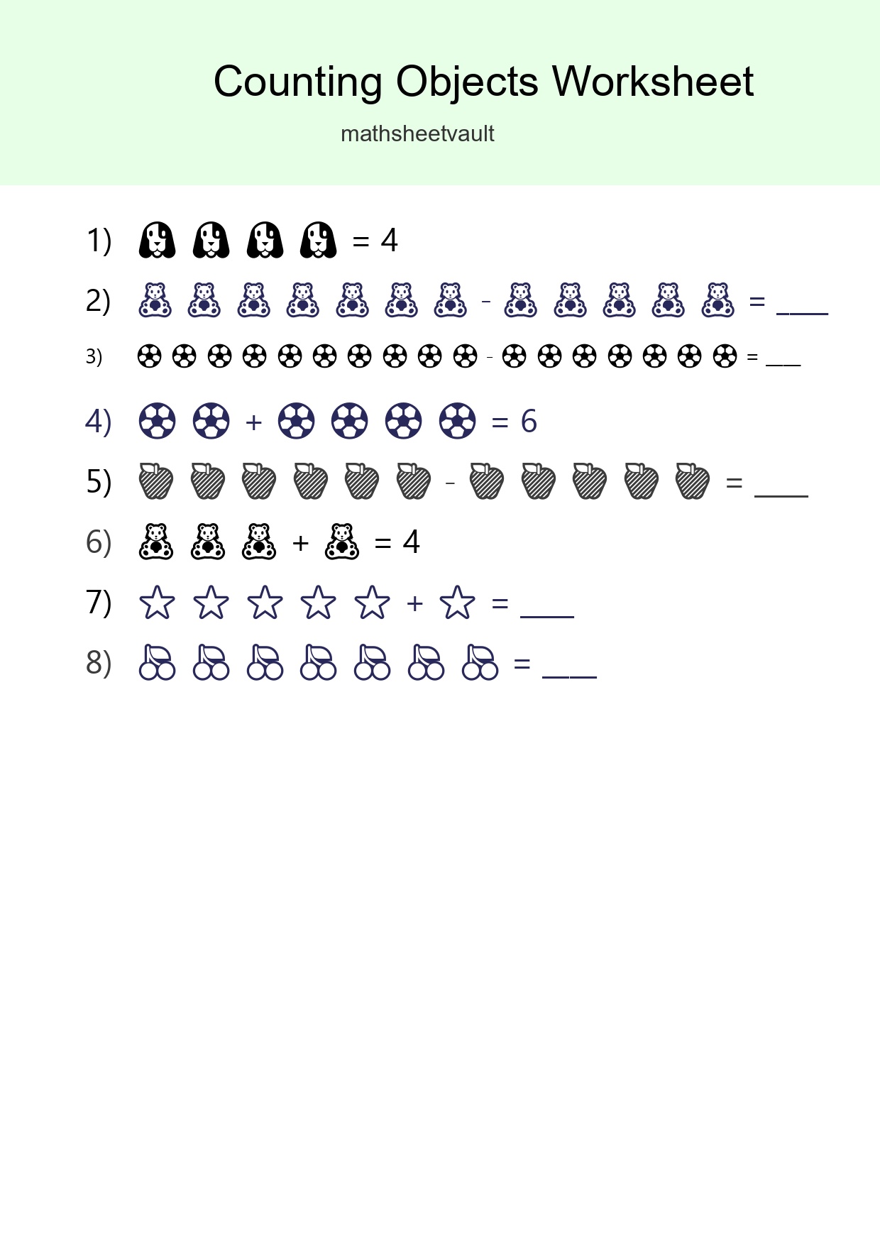 Learn Counting With Pictures Worksheet (Kindergarten) - Part 69