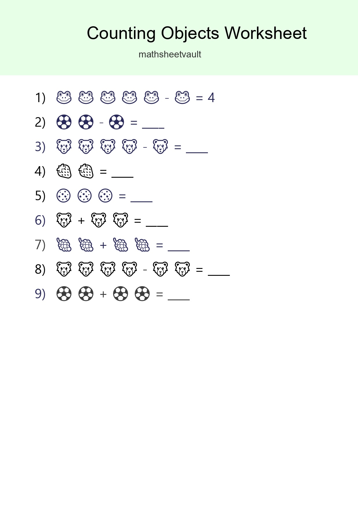 Pre-K Count The Objects Worksheet - Part 91