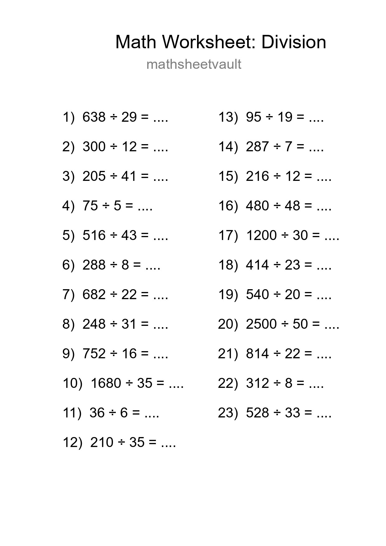 Printable Free 23 Division Math Worksheet For Grade 2 - Part 136