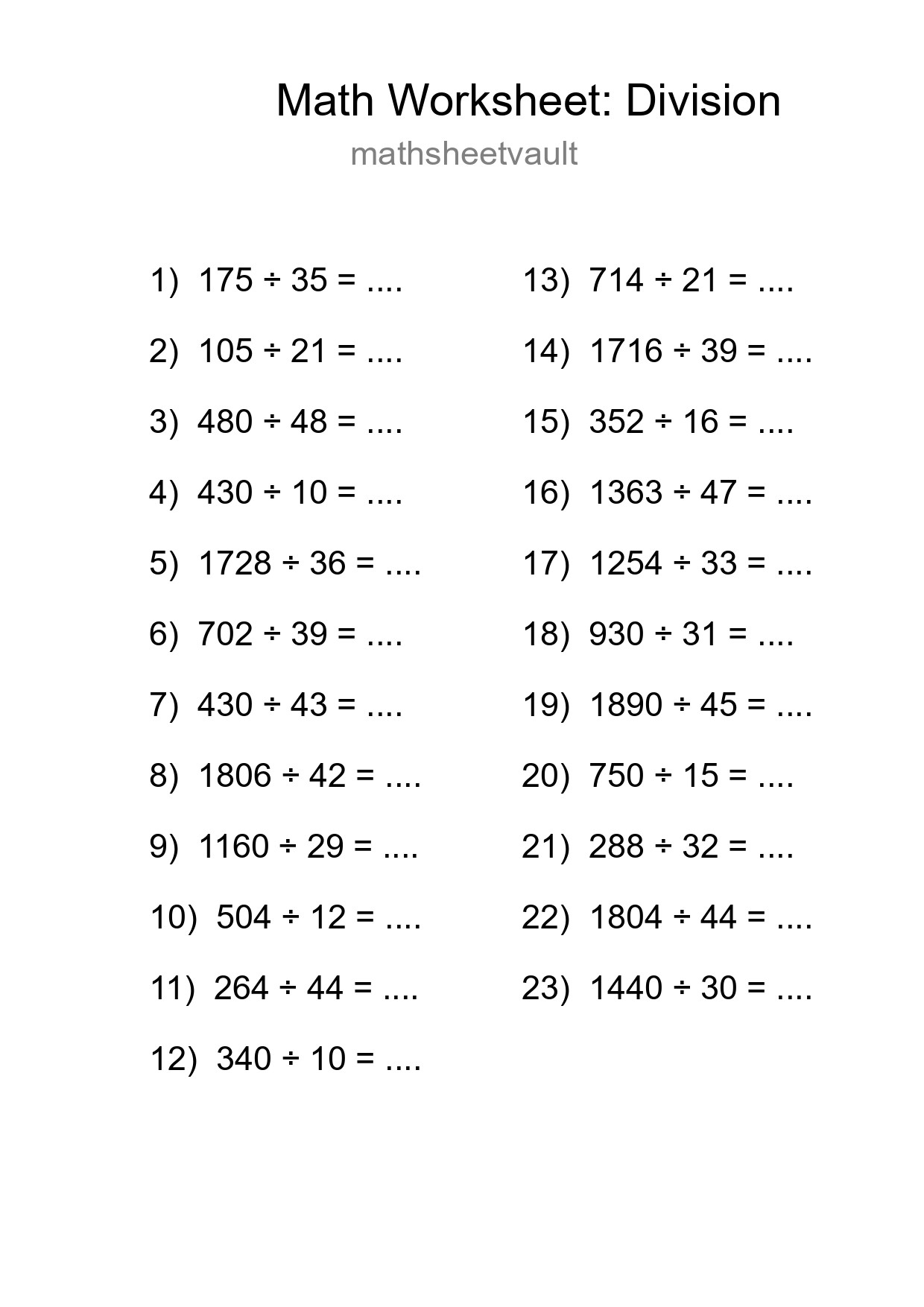 Printable Free 23 Division Math Worksheet For Grade 2 - Part 48
